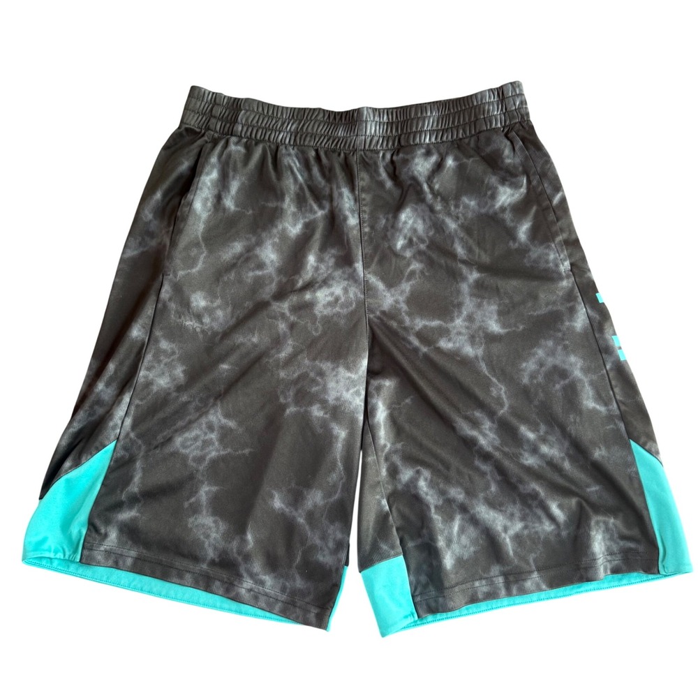 Adidas Athletic Shorts Kids XL 18/20 Black Teal Tie Dye Mesh Basketball Gym